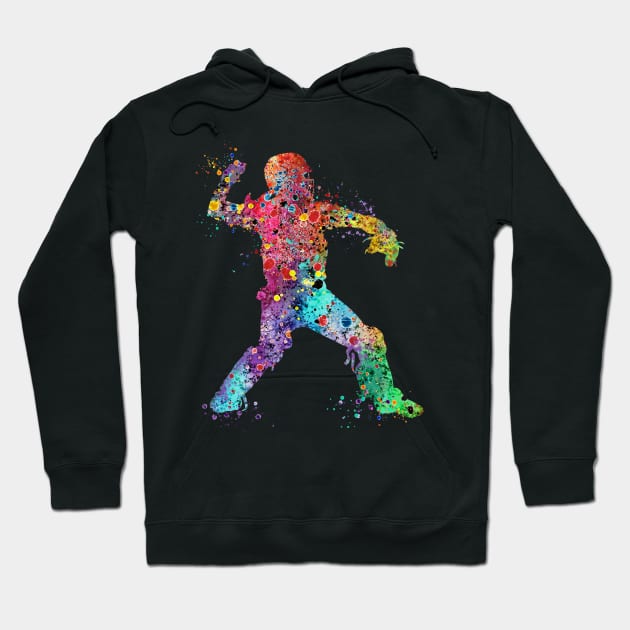 Baseball Girl Catcher Softball Player Watercolor Silhouette Hoodie by LotusGifts